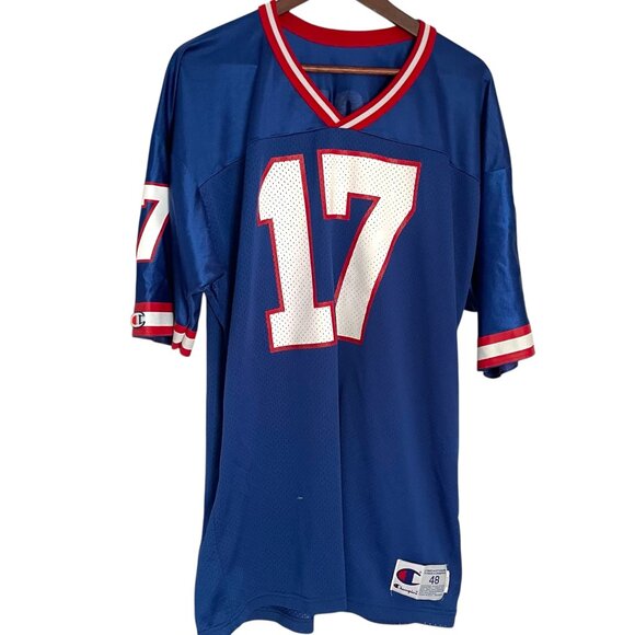 Vtg 90s Champion New York Giants Dave Brown Football Jersey 48 XL #17 NFL Blue - Picture 1 of 4